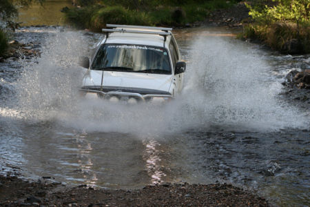 One of many water crossings in our four wheel drive.