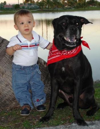 Grandson and family dog