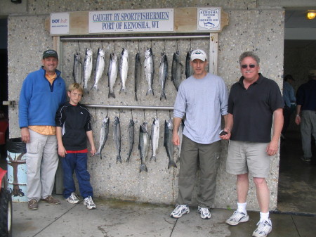 Brad & the boys fishing (Lake Michigan)