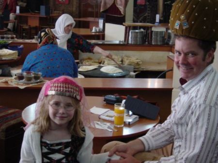 Linnea and I visiting a cafe in Istanbul, Turkey