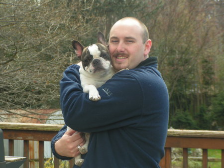 Brian and Speckles on our deck, aren't they handsome?