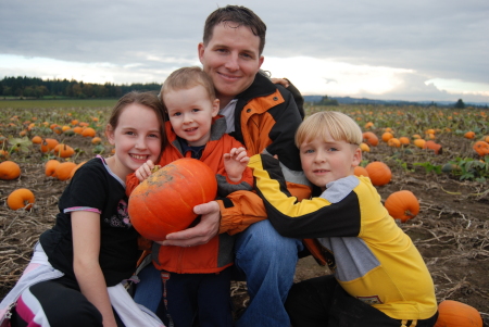 At the Pumpkin Patch in Oregon with Beth, Clark, and Michael, my kids