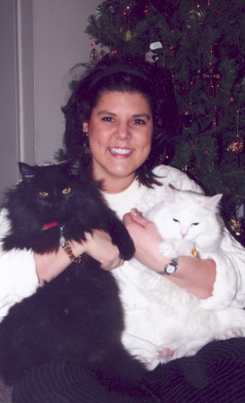 Me, with my two sweeeties, Ebony and Snow