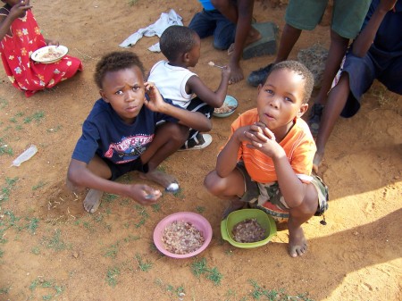 Kids at feeding program in South Africa