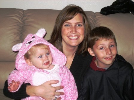 The kids and I at a Halloween Birthday Party