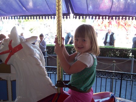 Michaela on the carousel.