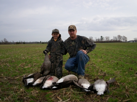 Zacherys first time goose hunting with Daddy