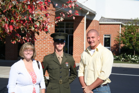 Daughter, Son and Son-in-Law at church (all visiting for Bootcamp Graduation) - 10-14-07