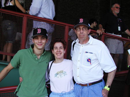 Our nephew David, Jean and me at Fenway in "05