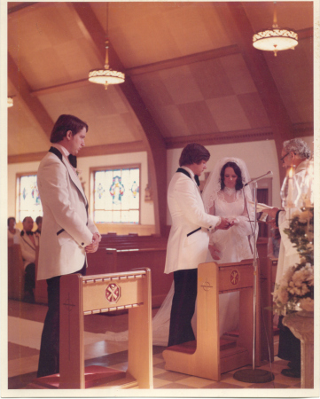 At our wedding mass