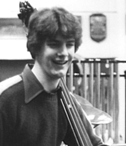 A closeup; me in the CHS bandroom with my string bass.