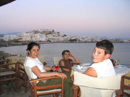 Patricia, Alex, and Noah in Naxos, Greece 2006