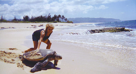 Kathy and Sea turtle Hawaii