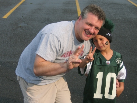 Chris and Joey keeping the faith at the Jet Game