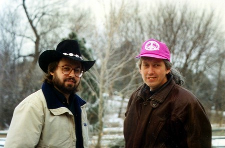 My brother Jim's pony tail came attached to his hat.