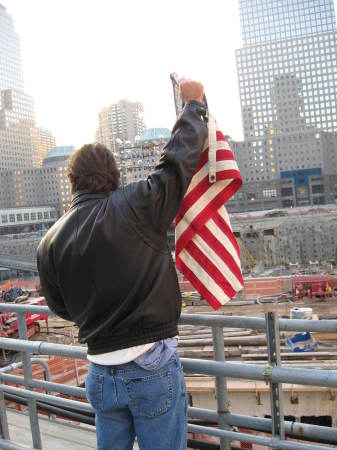 Raising Ol Glory at Ground Zero