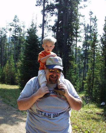 Sumoflam with Grandson Kade in the Mountains of Montana