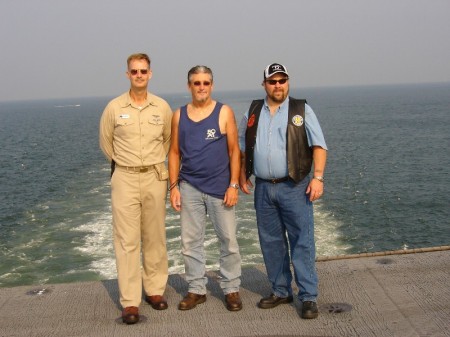 On the Fantail of an aircraft carrier (at sea)