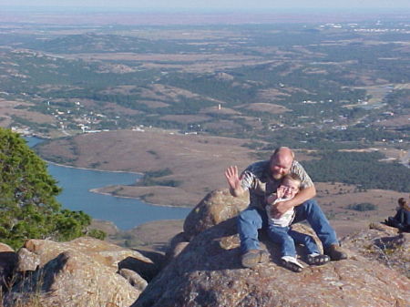 Mike and Justin on top of Mt. Scott in Lawton, Oklahoma