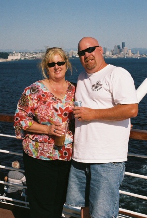 My Hubby and I leaving Seattle on an Alaska cruise.