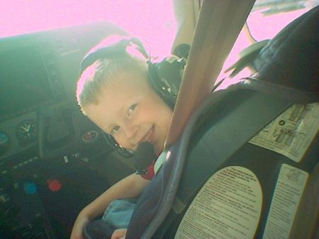 My nephew flying the plane