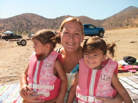 christy and girls at the lake