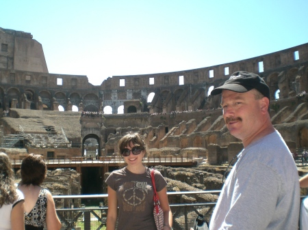 Tom and daughter in Coliseum in Rome