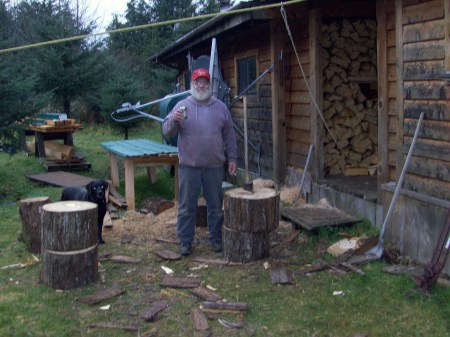 Keeping in shape splitting firewood!