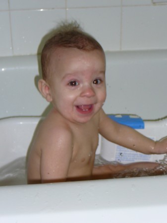 Sam loves bath time