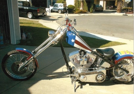 MY (chopped,raked,Hi-Po EVOL. HARLEY) "IT'S ALL GOOD"