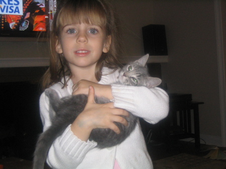 Camilla at 3 1/2 years old with her new kittie