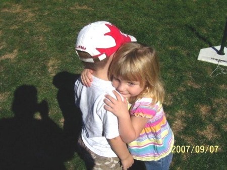 Hailey hugging Trenton