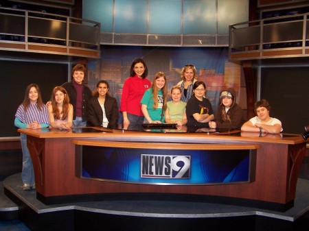 My Girl Scout troop at Channel 9 News