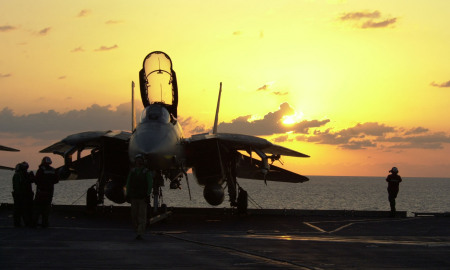 Onboard the aircraft carrier John C. Stennis in the Arabian Gulf