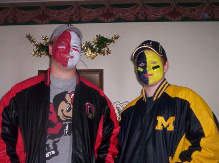 That's my boys....My son in the MICHIGAN and his friend Kyle in ohio state!!!!!  GO BLUE!!!