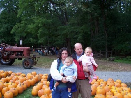 Gary and I with twins in pumpkin patch this past October '07