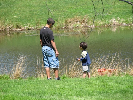 Front yard pond - boys