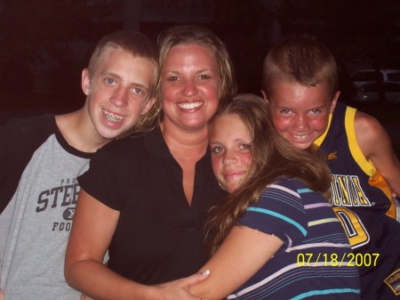 3 of my kids and I at the Beach in July-2007