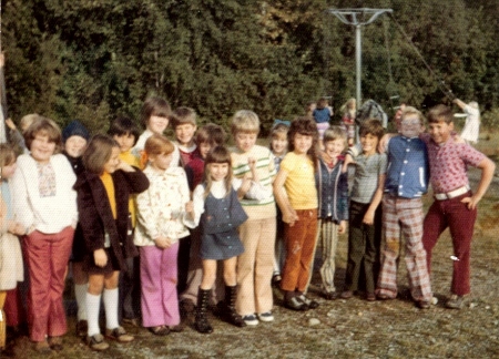 Lake Quinault Grade School.  I'm the one in the go-go boots and my Blue Bird uniform.  Funny how I can still remember everybody's name except for the blonde girl who's got ahold of my arm. lol