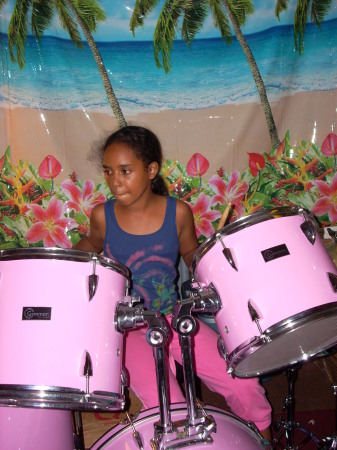 rachel playing her drums...happy birthday!