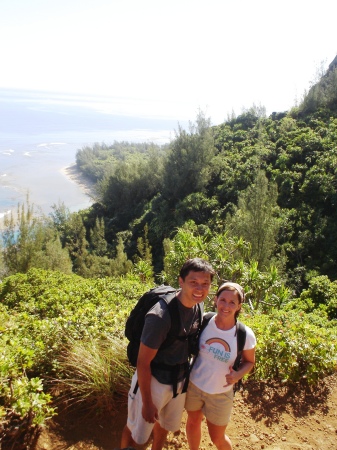 Mark and I hiking the Kalalau Trail, Kauai