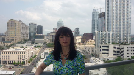 Jacky on our new patio DT Austin