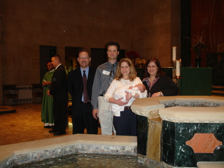 LINDA'S SON TIM- SARAH'S BABTISM, with SARAH'S GODPARENTS