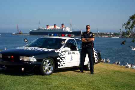 At work with the Race car I build for Long Beach PD.  Pretty Fast