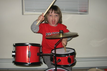 my little head banger!!!  Told you my kid ROCKED!