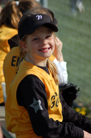 Alaina 1st softball game - 2007