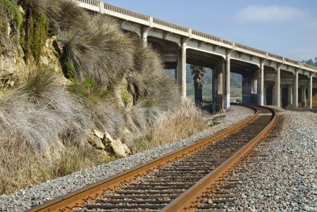 Torrey Pines Bridge with track and bank