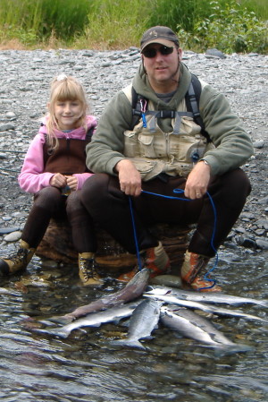 My husband and daughter at the Russian River