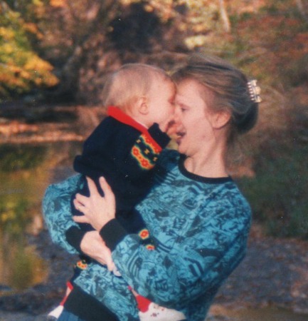 Aidan gives mom a BIG kiss