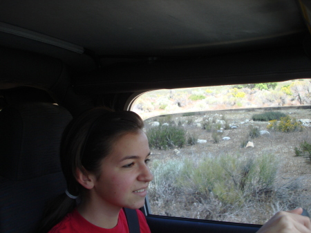 Sarah driving at Gorman 05 23 2010